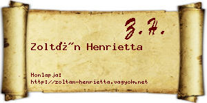 Zoltán Henrietta névjegykártya